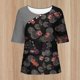 thumbnail image 4 of Tops Florales para las Mujeres Impreso Suéter Cuello Redondo Manga Corta, Ligero Y Casual Tops Cortos para las Mujeres, 4 of 5