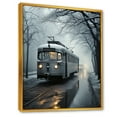 thumbnail image 2 of Designart "Wintry Train Scene" Train Floater Framed Wall Art Living Room, 2 of 5
