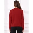 thumbnail image 3 of DARING DIVA Sweaters Collarless Button Up Dressy Chunky Knit Cardigan XS Red, 3 of 7