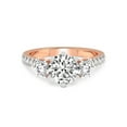 thumbnail image 3 of 1 Carat IGI Certified Round Shape Lab Grown Diamond Engagement Ring | 14K Rose Gold | Tiara Three Stone Lab Diamond Ring | FG-VS1-VS2 Quality Friendly Diamonds, 3 of 5