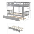 thumbnail image 4 of Twin Over Twin Bunk Beds with Trundle, Solid Wood Trundle Bed Frame with Safety Rail and Ladder, Kids/Teens Bedroom, Guest Room Furniture, Can Be converted into 2 Beds,Grey, 4 of 6
