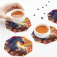 thumbnail image 5 of Kdxio Rainbow Sunset Cloud White Horse Funny Coasters,4 Pcs Leather Coasters,Housewarming Gifts,Protect Furniture from Water Marks Scratch and Damage, 5 of 6