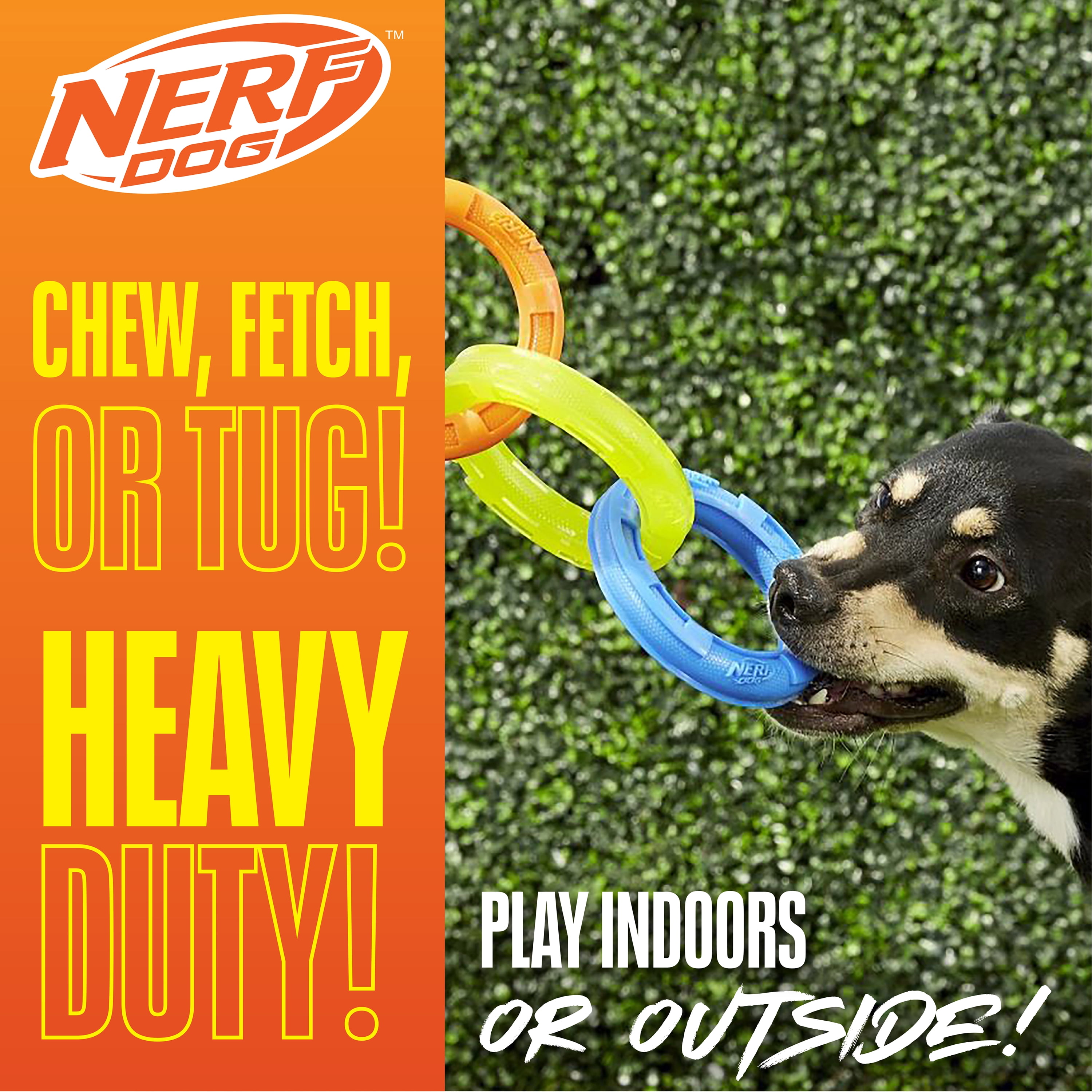Nerf Dog TPR 3-Ring Tug Dog Toy, 11.5 inch