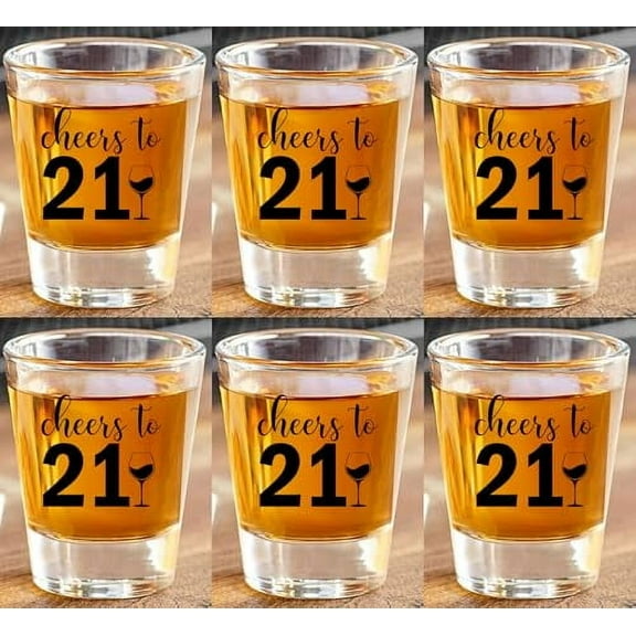 GIFTS INFINITY Set Of 6 1.5oz Shot Glasses 21 Bithday, Hello 21, Stepping into my 21th birthday (TW-20)
