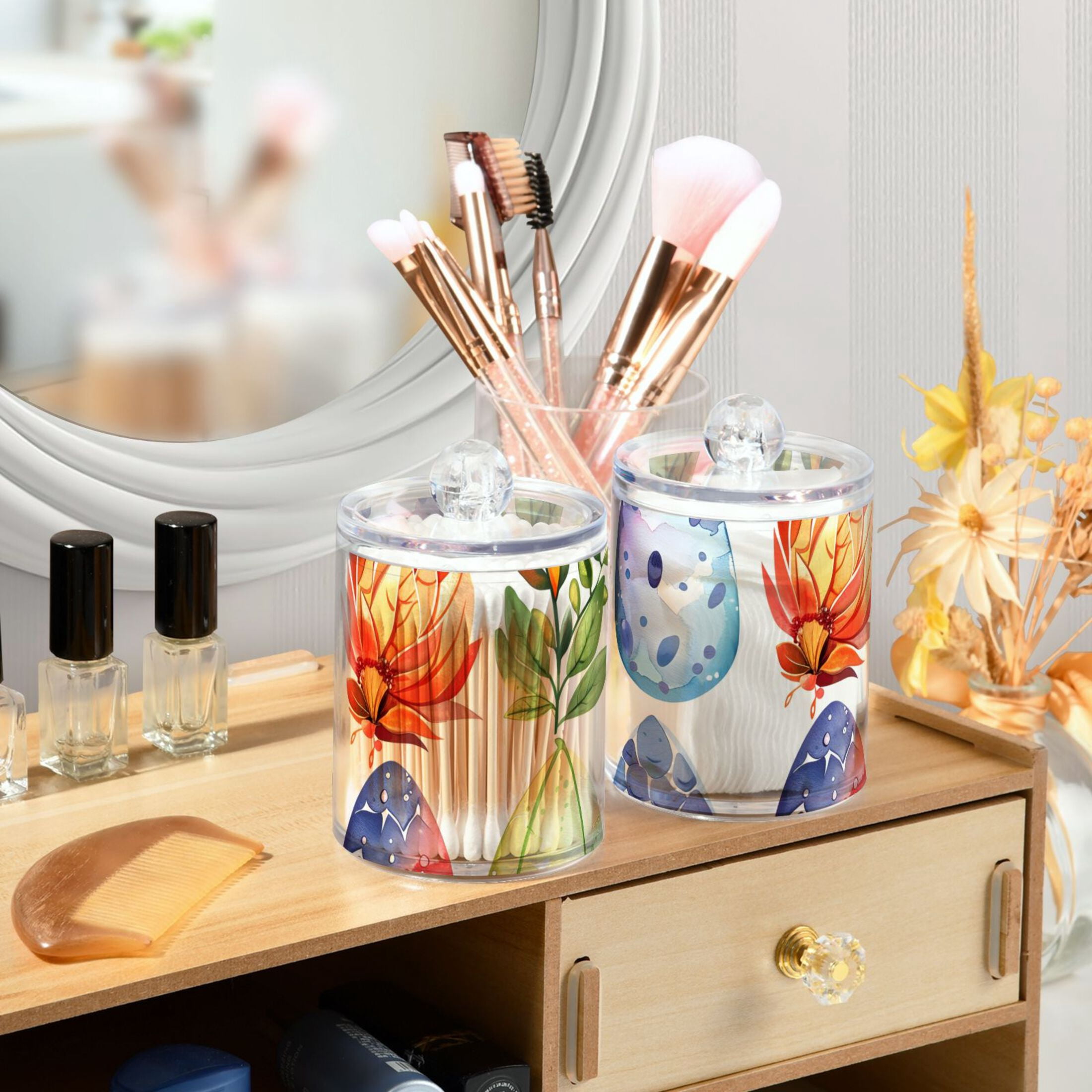 Ckdifva Dragon Eggs Storage Jar with Lid Acrylic Organization Storage Containers Set of 4