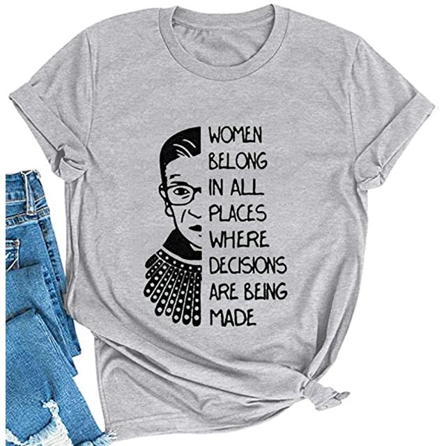 YourTops T-Shirt Graphique pour Femmes « Appartenir à Tous les Endroits » (US L, 4-Grey)