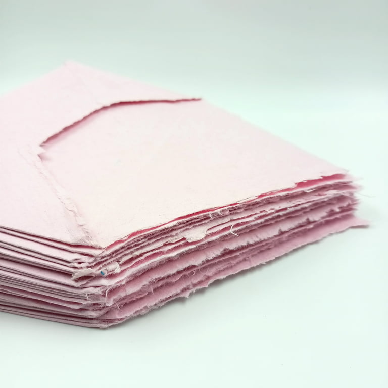Handmade Cotton Rag Textured Paper Envelopes Deckle Edge-Thick 150 GSM  Recycled Khadi Paper-Pink, Size: 9x5, Pack of: 10- (ENVL-D-106) 