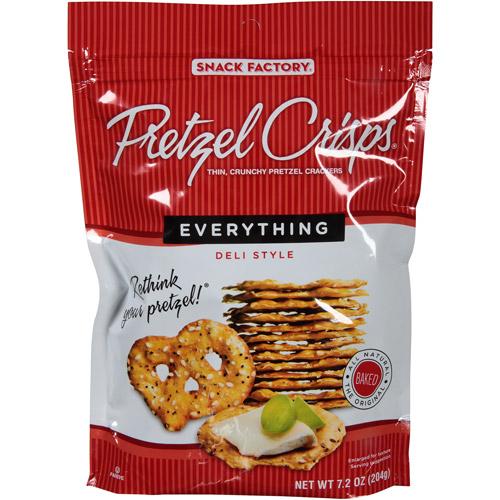 Snack Factory Pretzel Crisps Everything Deli Style Pretzel Crackers, 7.