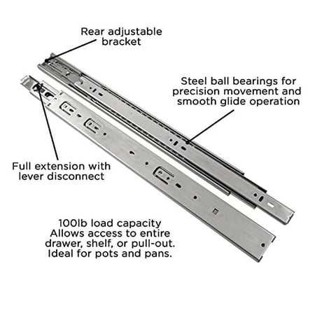 Hickory Hardware Soft Close Drawer Slide - 3 Folds Full Extension Drawer Slides with Spring - Ball Bearing Cabinet Runners - Cadmium Finishing 100 LB Capacity - 16 Inch Cabinet Slides, 1 Pair