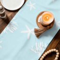 thumbnail image 3 of Summer Ocean Starfish Table Runner 72 Inches, Coastal Coral Beach Conch Teal Green Bed Runner Dresser Scarves Tabletop for Indoor Outdoor Parties/Ceremony/Banquet, 14" x 72", 3 of 9
