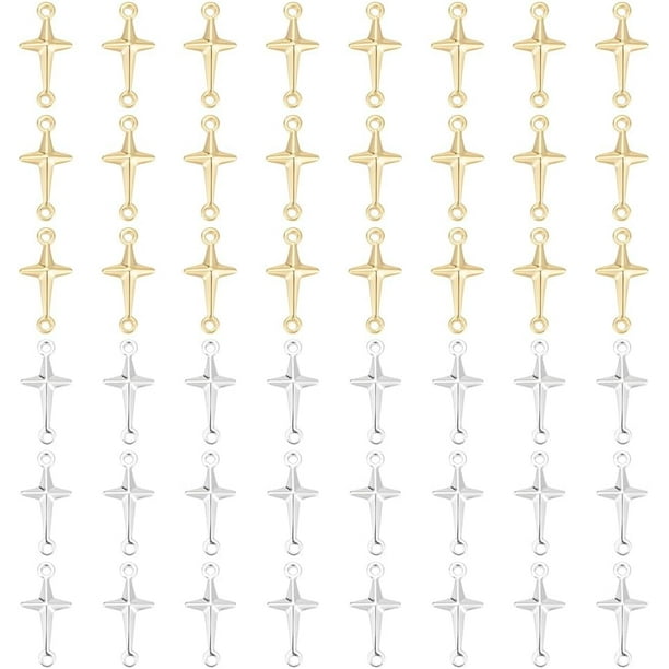 50 dijes de estrella de latón de 1/2 pulgada, colgantes metálicos con eslabones de estrella del norte y agujeros dobles, dijes espaciadores para joyería.