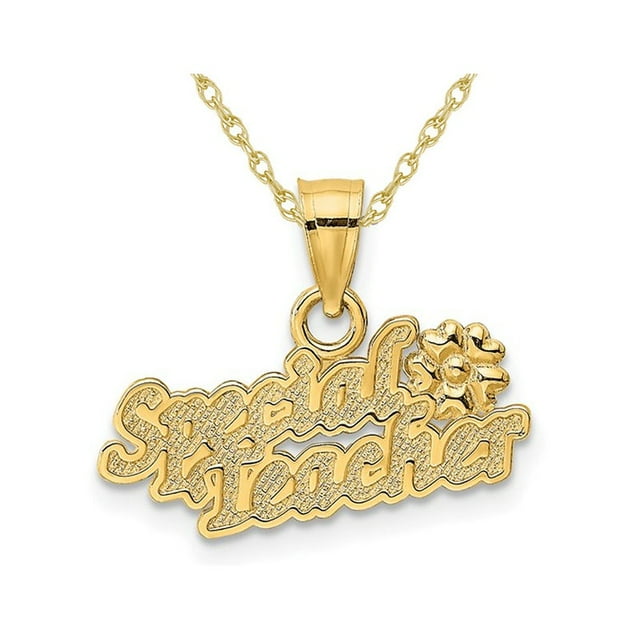 Pendentif Pendentif Enseignant Spécial en Or Jaune 14K avec Chaîne