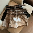 thumbnail image 5 of Usaibhir Girls Pleated Skirts with Shorts, Plaid Print Elastic Waist Double Belt Uniform Tennis Casual Skirt Casual Mini Skater Skirt for 2-14Y, 5 of 6