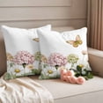 thumbnail image 2 of Spring Floral Outdoor Waterproof Pillow Covers, Pastoral Flower Summer Botanical White Decorative Square Throw Pillowcase Sofa Cushion Sham for Patio/Couch/Chair, 16"x16" 2 Pack, 2 of 8