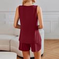 thumbnail image 4 of Summer Akafmk Summer Pajama Sets for Womens 2 Piece Lounge Sleepwear,Round Neck Sleeveless Pleated Blouses Tops and Wide-Leg Shorts Solid Color Women Sets Clothing Outfit, 4 of 4