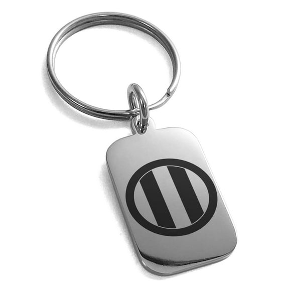 Tioneer Stainless Steel Jinbo Samurai Crest Engraved Small Rectangle Dog Tag Charm Keychain Keyring