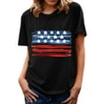 thumbnail image 1 of Independence Day Chemises pour Femmes Imprimé Drapeau Américain Été Col Rond Manches Courtes Tunique Blouse Patriotique Tee, 1 of 4