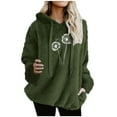 thumbnail image 3 of Xdegoge Fleece Pullover Women Graohic Sweatshirts Fuzzy Long Sleeve Warm Sherpa Hoodies Drawstring Hooded Teddy Bear Sweaters Winter Fashion Clohes, 3 of 5