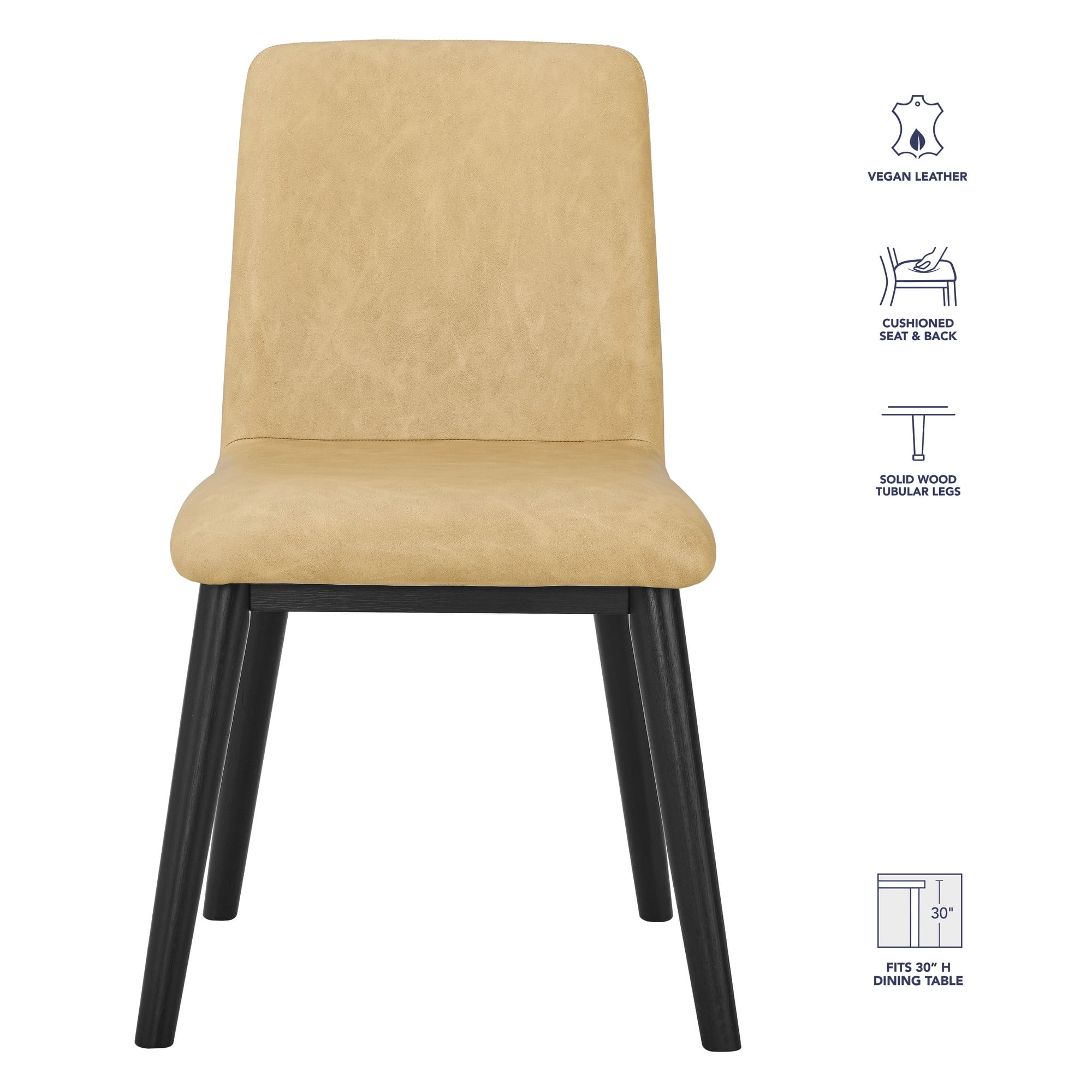 Steve Silver Vida Modern Vegan Leather Dining Chair, Set of 2, Sand/Black