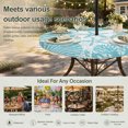 thumbnail image 6 of Round Outdoor Tablecloth with Umbrella Hole and Zipper, Aqua Coastal Tablecloth with Elastic Waterproof, Beach Starfish Nautical Coral Shell Summer Patio Table Covers for 55" - 60" Pool Tables, 6 of 9