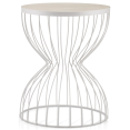 thumbnail image 1 of Bouclair White & Natural Metal and Natural Wood Hourglass Side Table, 1 of 10