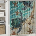 thumbnail image 6 of Orinice  Turtle Shower Curtain Nautical Green Sea Turtles Beach Theme Shower Curtain Set Bathroom Decor with 12 Hooks Waterproof Washable Polyester Fabric for Shower Bathtub 69x72, 6 of 7
