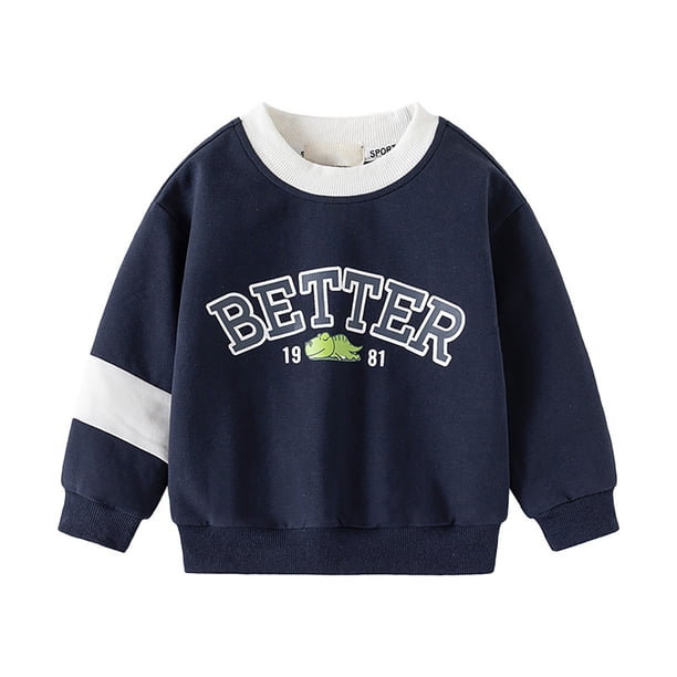 Gibobby Blusa Niños Camiseta de manga larga con estampado de y animados para niños y niñas, ropa para niños(Azul marino, 12-18 Meses)