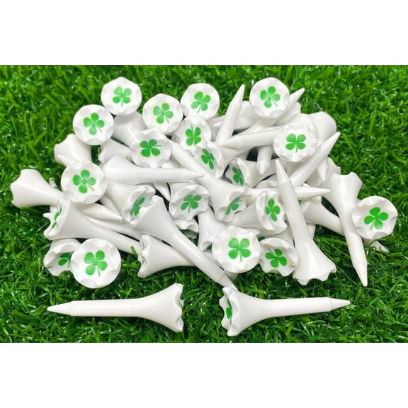 Northpointe 1 ½” Durable Plastic Golf Tees 50 Ct  Four Leaf Clover Cup, Short Tees for Irons, Par 3's, Driving Range