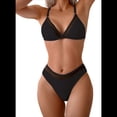 thumbnail image 3 of Conjunto de Bikini de Dos Piezas para Mujer, Escote en V, Cintura Baja, , Control de Abdomen, Ropa de Playa, Moda 2025, Negro, Talla M, 3 of 6