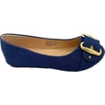 thumbnail image 3 of Victoria K Women's Round Buckle Patched Denim Ballerina Flats, 3 of 4