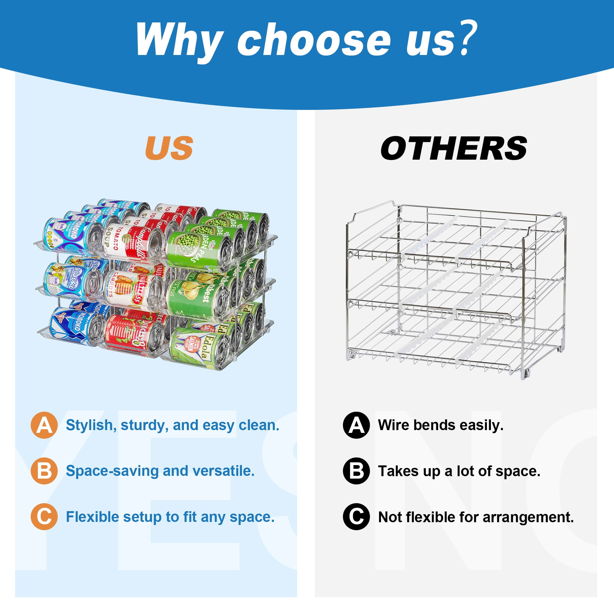 DIHUMK Can Organizer for Pantry Storage Canned Goods Food Holders and Soup Can with Clear Rack 9 Pcs