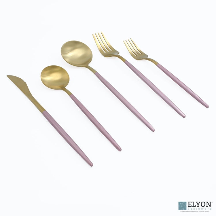 20-Piece Rose Gold Copper Flatware Cutlery Set Reflective Stainless Steel 