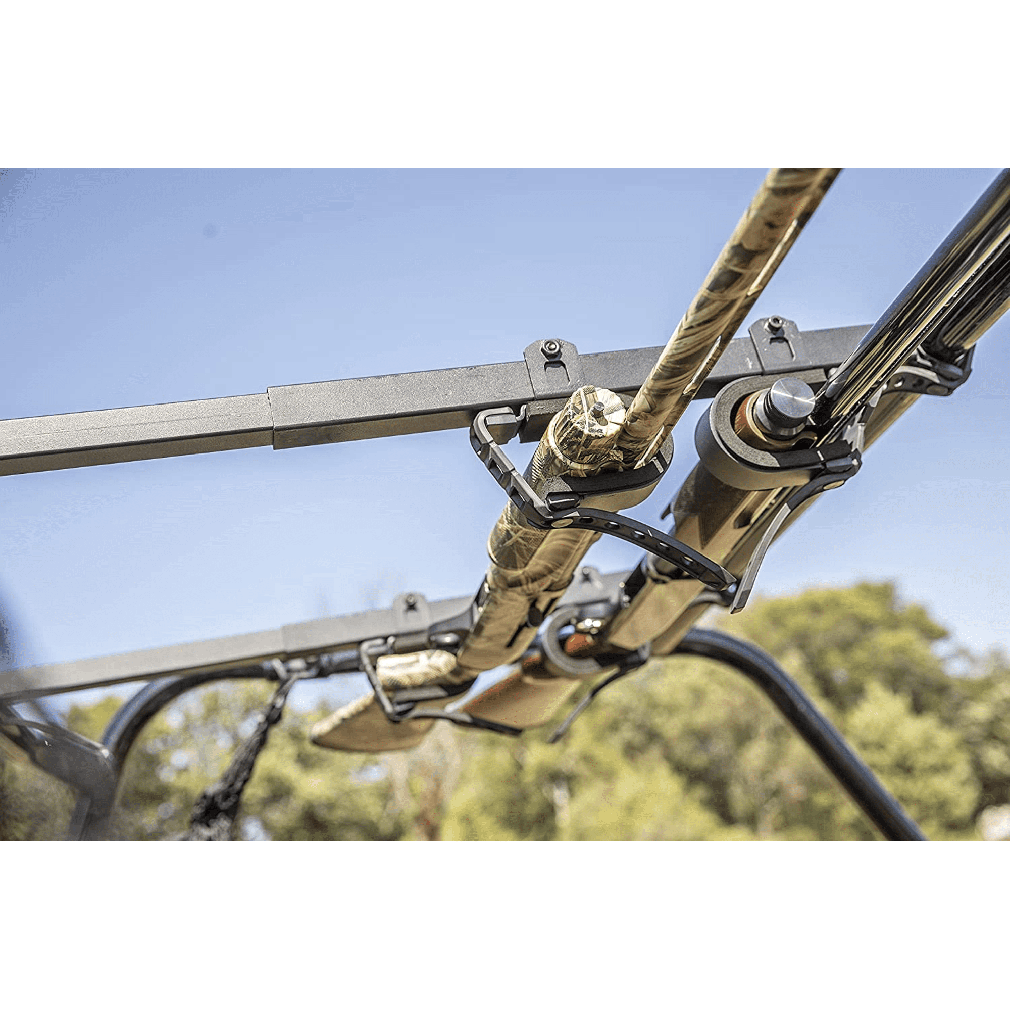 JY PERFORMANCE UTV Overhead Gun Holder, Adjustable Roof-Mounted Gun & Bow Rack Carrier Compatible With Most UTV, Polaris Can Am Honda Kawasaki