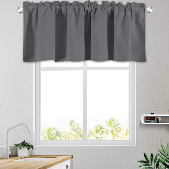 Curtain,1 Piece Black And For Window Thermal Insulated Rod Pocket Short Curtain For Kitchen Bathroom Living Room 57×18 Inch