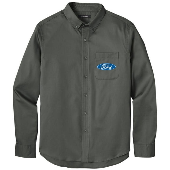Men's FORD OVAL LOGO Twill Shirt with Pocket, Extra-Small Storm Grey