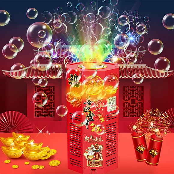 LSLJS Portable Bubble Machine, Audiovisual Music Children's Toys New Year Toys Fully Automatic Bubble, Bubble Maker Machine 80Ml