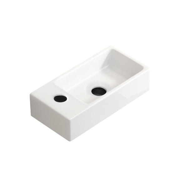 Vanity With Sink Wall Hung Basin Sink Small Cloakroom Basin Rectangle Ceramic Wash Basin Left Hand without Tap & Drain,Bathroom Vanity