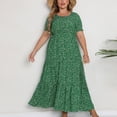 thumbnail image 1 of SMihono Robe Maxi Bohème d'Été pour Femmes Grande Taille Robe Décontractée Aguichant Mode Été Col Rond Manches Courtes Ample Imprimée Robe de Plage, 1 of 8