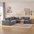 thumbnail image 3 of EUROCO 2200LBS 116" 5 PC Modular L Shaped Sectional Sofa Couch, Foam-Filled Combinable Sleeper Sofa Bed, Luxury Floor Couch Set Upholstered Indoor Furniture for Living Room, Bedroom, Gray, 3 of 9
