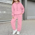 thumbnail image 2 of CAIVO Child Girls Long Sleeve Tops Pants Hooded Pullover And Jogger Pants Outfit Sets Soft Casual Two Piece Comfy Tracksuit Big Kids Youth Toddler Playwear Outfit Sets 9-10 Years, 2 of 9