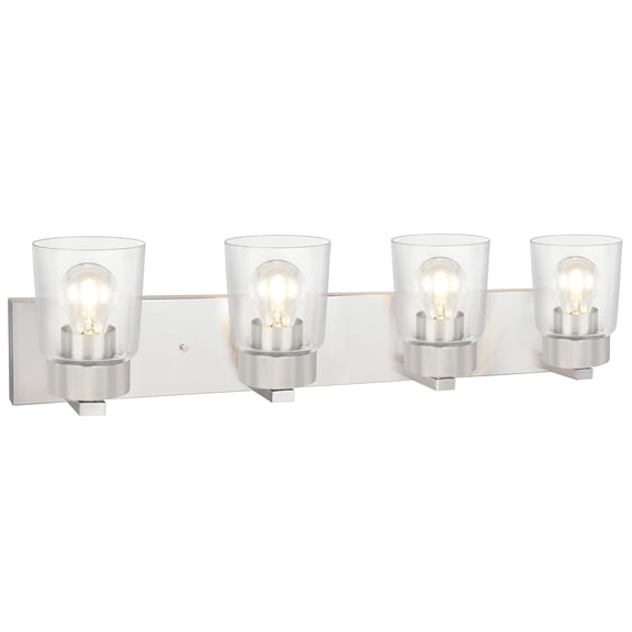 Aspen Creative 62245 Four-Light Metal Bathroom Vanity Wall Light Fixture, 32" Wide, Transitional Design in Brushed Nickel