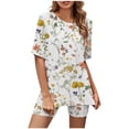 thumbnail image 1 of Ensembles Courts Femmes 2 Pcs Tenues Vacances Mode Col Rond Manches Courtes Imprimé Décontracté Haut et Shorts Ensemble Deux Pièces pour Femmes Sortie en Liquidation, 1 of 5