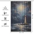thumbnail image 2 of Lighthouse Sunrise Coast Scenery Pale Blue Tan Waterproof Polyester Quick-Drying Shower Curtain for Bathroom with 12 Hooks, 2 of 8