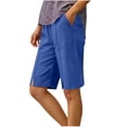 thumbnail image 2 of Hilenly Bermuda Shorts for Women Knee Length Split Cotton Shorts Casual Loose Summer Long Shorts with Pockets, 2 of 10