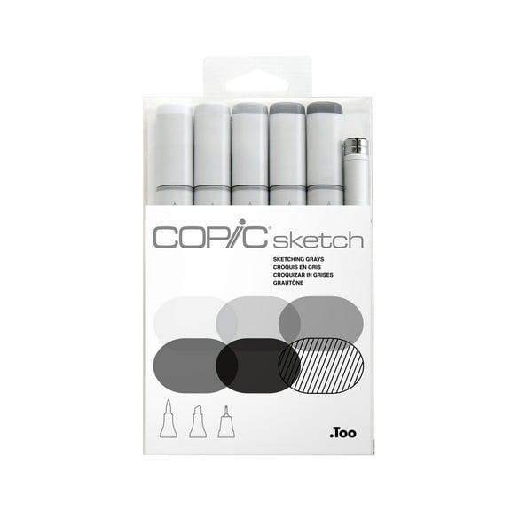 Copic Sketch Marker Set, 6-Colors, Grays