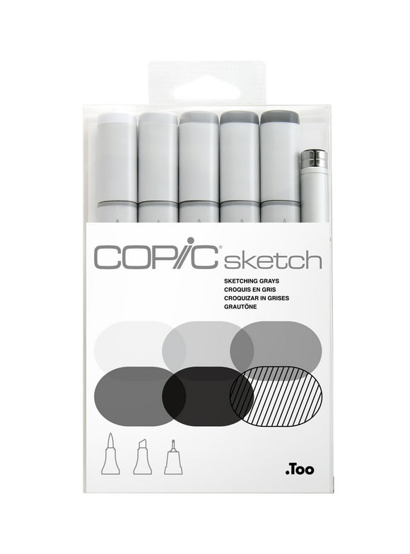 Copic Sketch Marker Set, 6-Colors, Grays