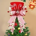 thumbnail image 4 of Candy Cane Christmas Tree Topper Hat,Red Tree Topper Hat with Candy Peppermint Bows Ribbon Ornament,Top Hat Christmas Tree Topper for Home Office Holiday Xmas Gift Tree Decoration,1 PC, 4 of 6