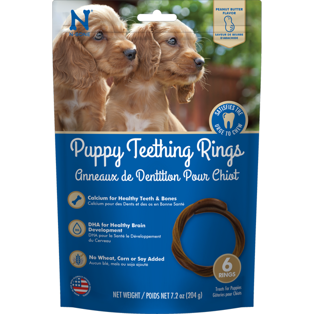 NBone® Dental Treat Puppy Teething Rings Peanut Butter 6pk 7.2 oz