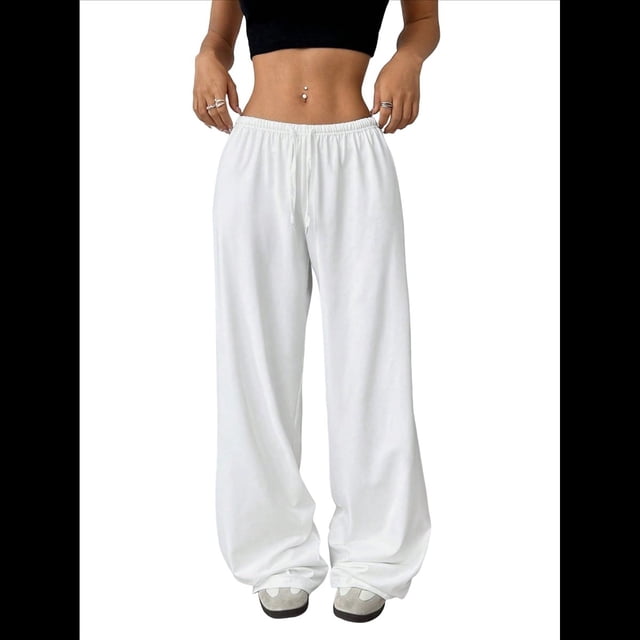 Pantalones Deportivos Anchos para Mujer, con Cordón, Holgados, de Cintura Alta y Sueltos, Informales XL