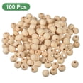 thumbnail image 3 of Paquete de 100 Perlas Espaciadoras de Madera Natural de 14mm, Perlas Redondas de Madera sin Terminar con Agujero Grande de 4mm, 3 of 7